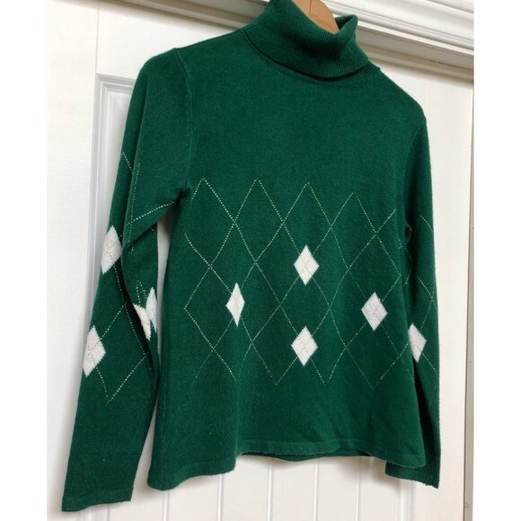 1990s Turtleneck Sweater, Size Small Argyle Sweater - Picture 4 of 10